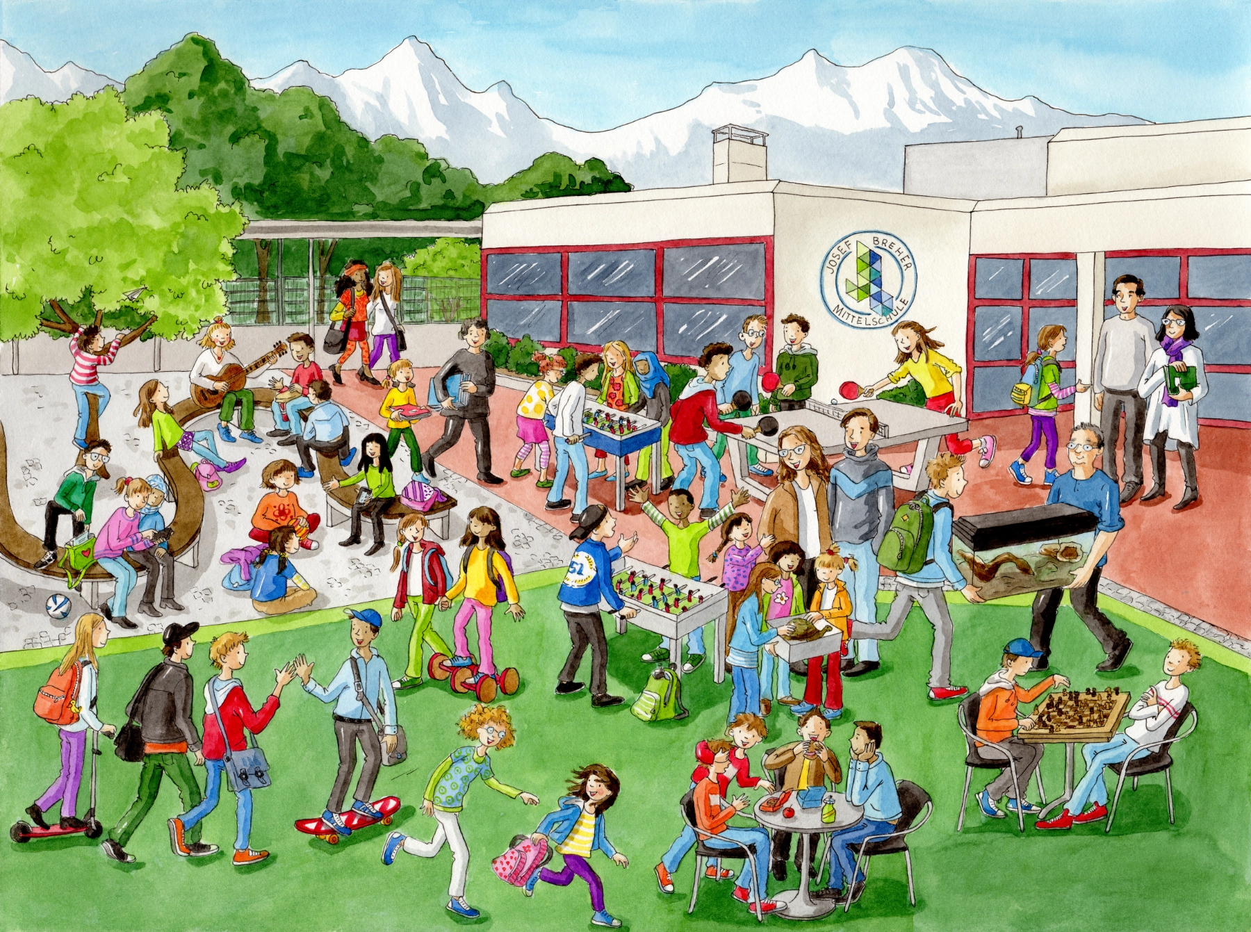 Zeichnung Wimmelbild Schule